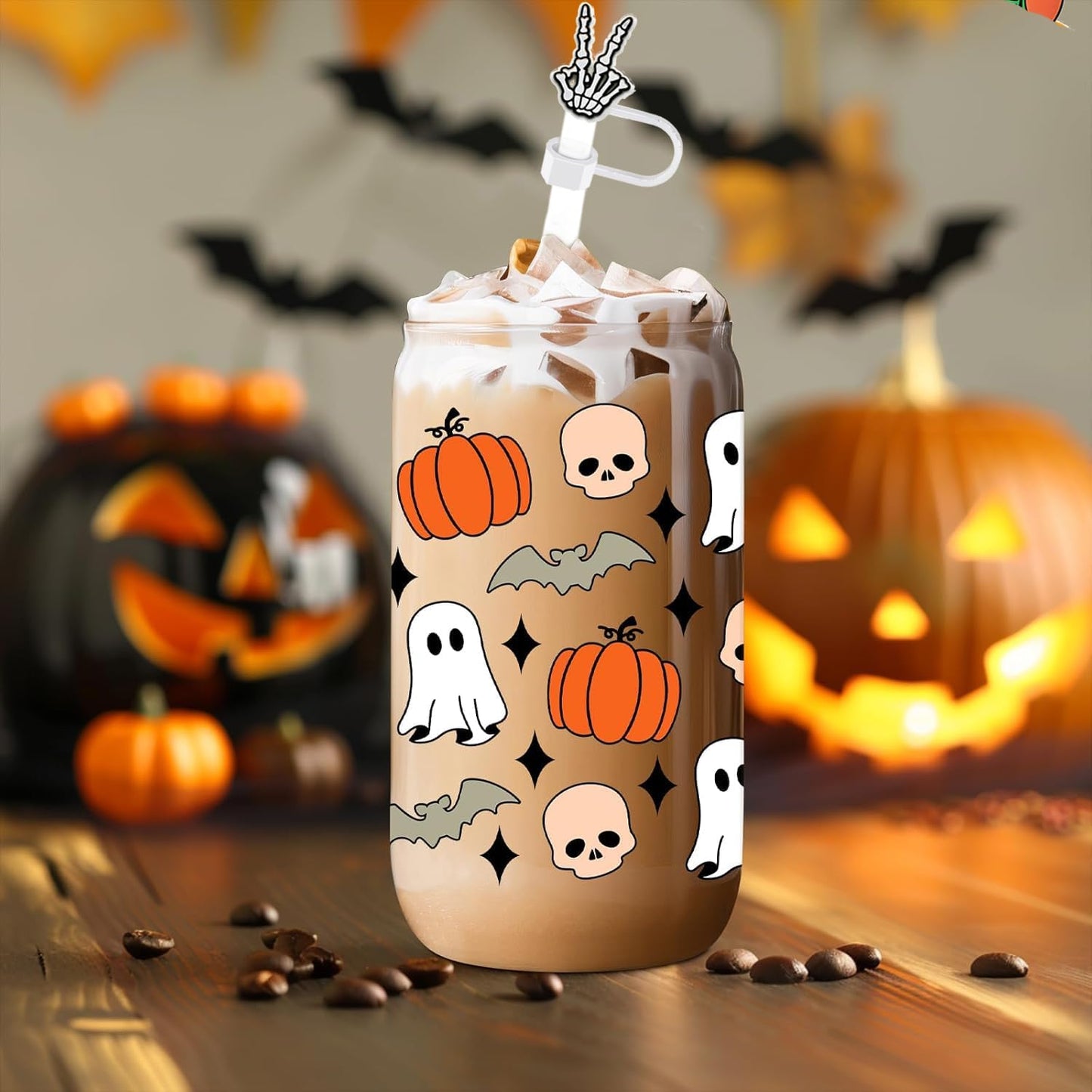 12 PCS Halloween Straw Toppers for Stanley 30&40 Oz Tumbler, 10mm/04in Straw Covers Cap for All 9-10mm Straws, Dust-Proof Reusable Protector Topper for Water Bottle