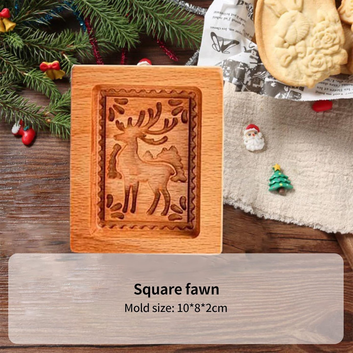 Wooden Cookie Biscuit Mold, 3D Baking Mold, Embossing Craft Decorating Baking Tool, Suitable for Halloween Thanksgiving Christmas Kitchen DIY (Xmas-B-3PCS)