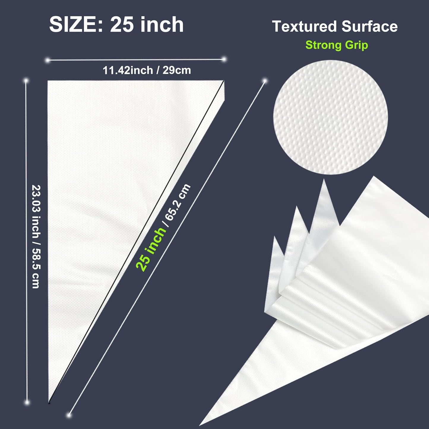 25 Inch Extra Large Piping Bags, AMBESTAR 200 Pieces Thick Disposable Anti Burst Icing Bags, Heavy Duty Icing Piping Bags Chocolate Royal Cupcake Cream Frosting Decorating Baking Supplies