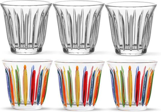 MHW-3BOMBER Espresso Coffee Glasses Set of 6 Drinking Glasses 8.1OZ Latte Glasses for Beverage, Water, Whiskey, Juice, Cocktail, Beer G6195-0S
