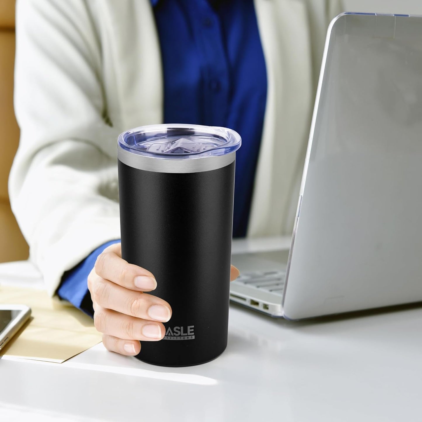 HASLE OUTFITTERS 12 oz Skinny Tumbler, Stainless Steel Insulated Slim Tumbler set bulk with Lid, Reusable Double Wall Travel Coffee Mug, Durable Powder Coated Travel Water Cup(Black,6)