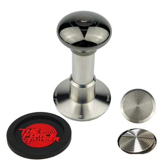 The Force Tamper Automatic Impact Adjustable Constant Pressure and Autoleveling Coffee Tamper Black Mirror Jellyfish AL Handle Set Pro (C-Ripple Distribute Set, 58.35mm)