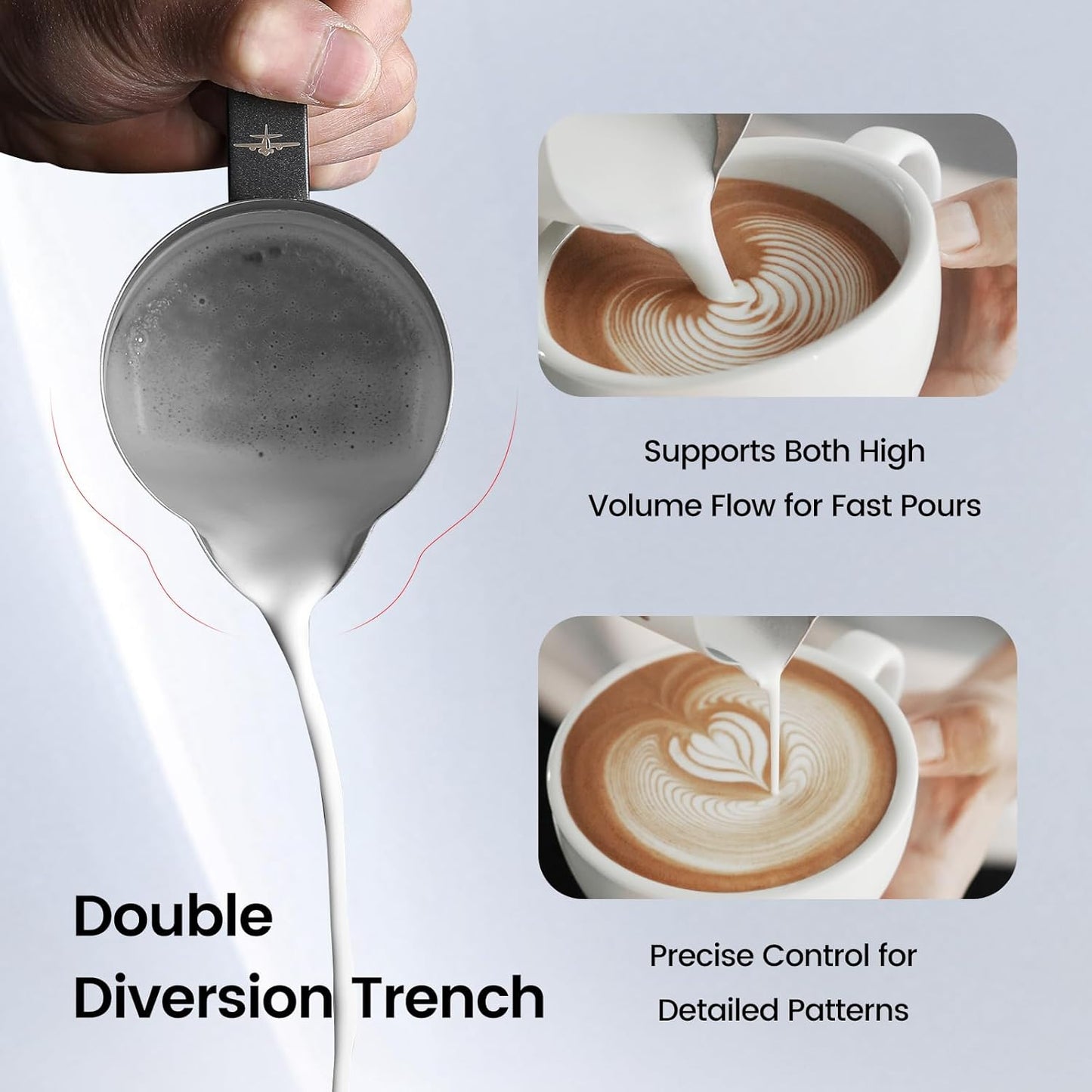 MHW-3BOMBER Espresso Steaming Pitcher Milk Frothing Pitcher Stainless Steel Milk Coffee Cappuccino Latte Art Barista Cup 13.5oz/400ml P5019W