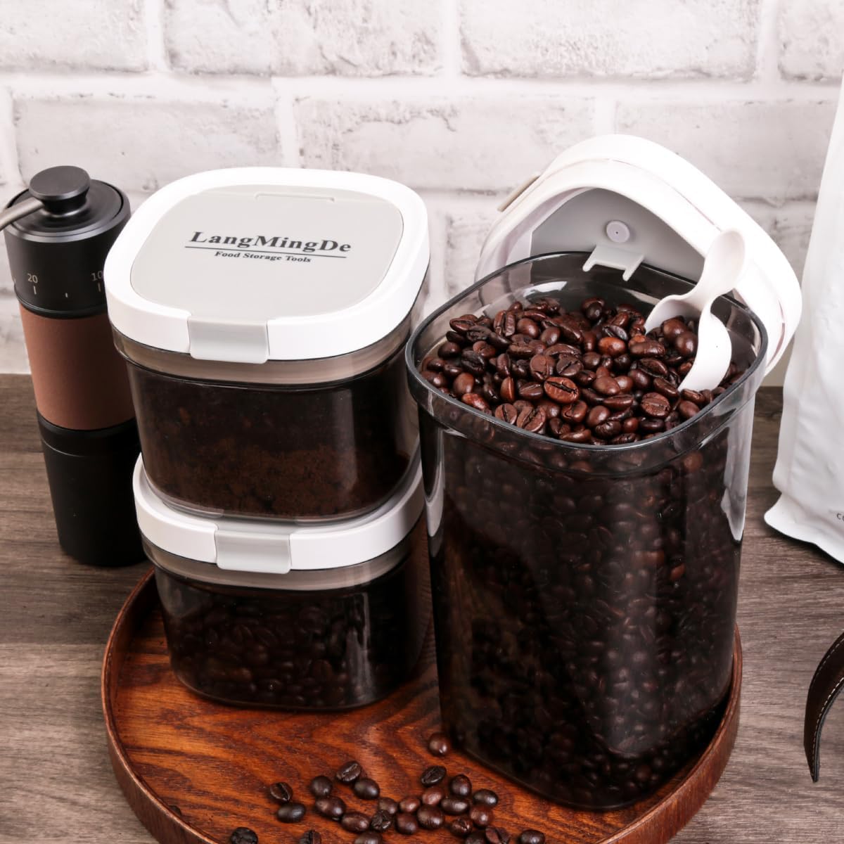 Airtight Food Storage Containers, 1.6 QT Coffee Canister Set with Magnetic Scoop, BPA Free, Ideal for Coffee, Spices, Herbs, Candy & Snacks, Keeps Freshness, Easy to Clean, 2 Pieces