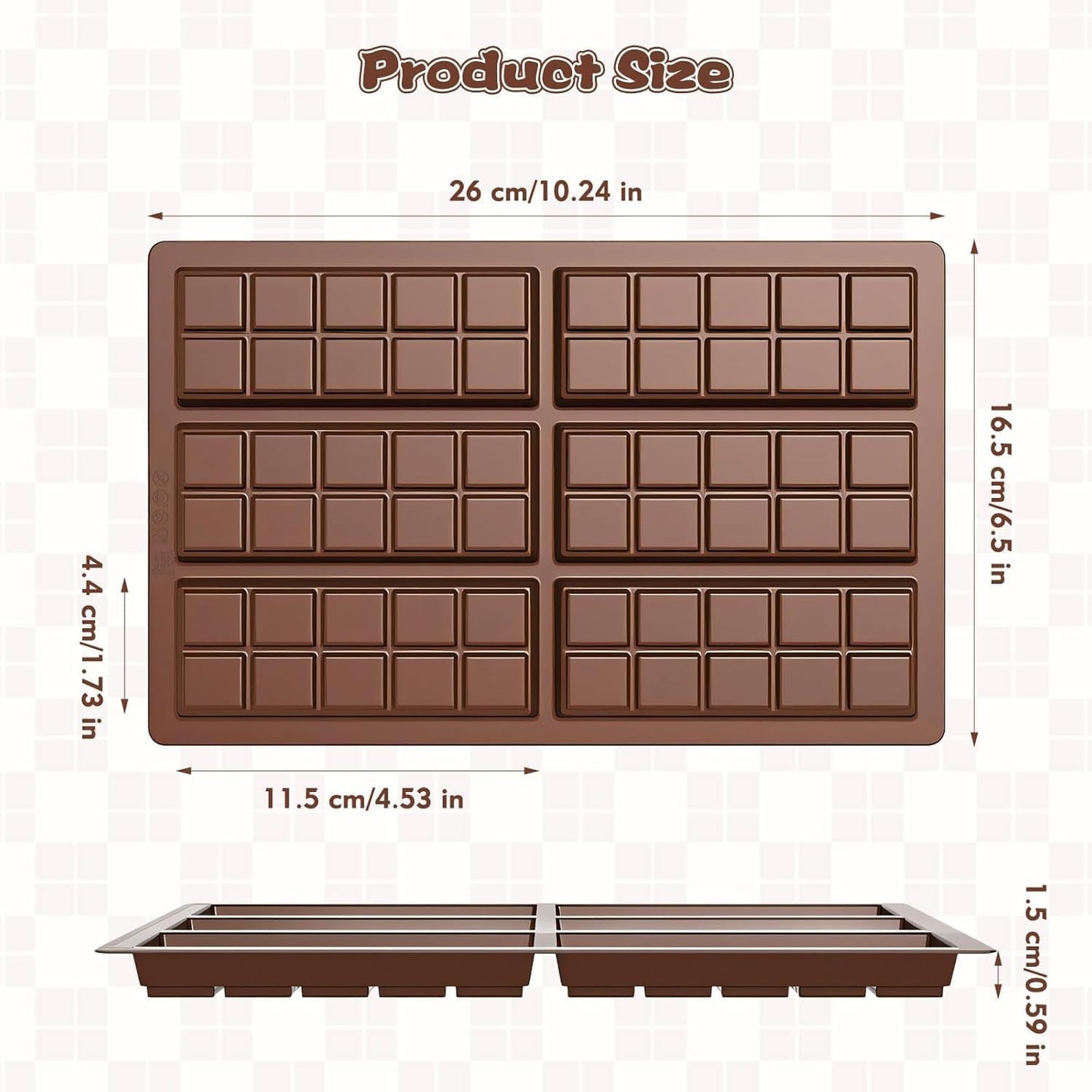 Chocolate Bar Mold,Dubai Chocolate Molds and Scraper for Stuffed Bar,Deep Large and Thick Chocolate Candy Bar Mold for Filling Knafeh Pistachio Kit
