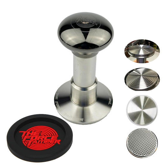 The Force Tamper Automatic Impact Adjustable Constant Pressure and Autoleveling Coffee Tamper Black Mirror Jellyfish AL Handle Set Pro (TRI-Distribute Set, 58.50mm)