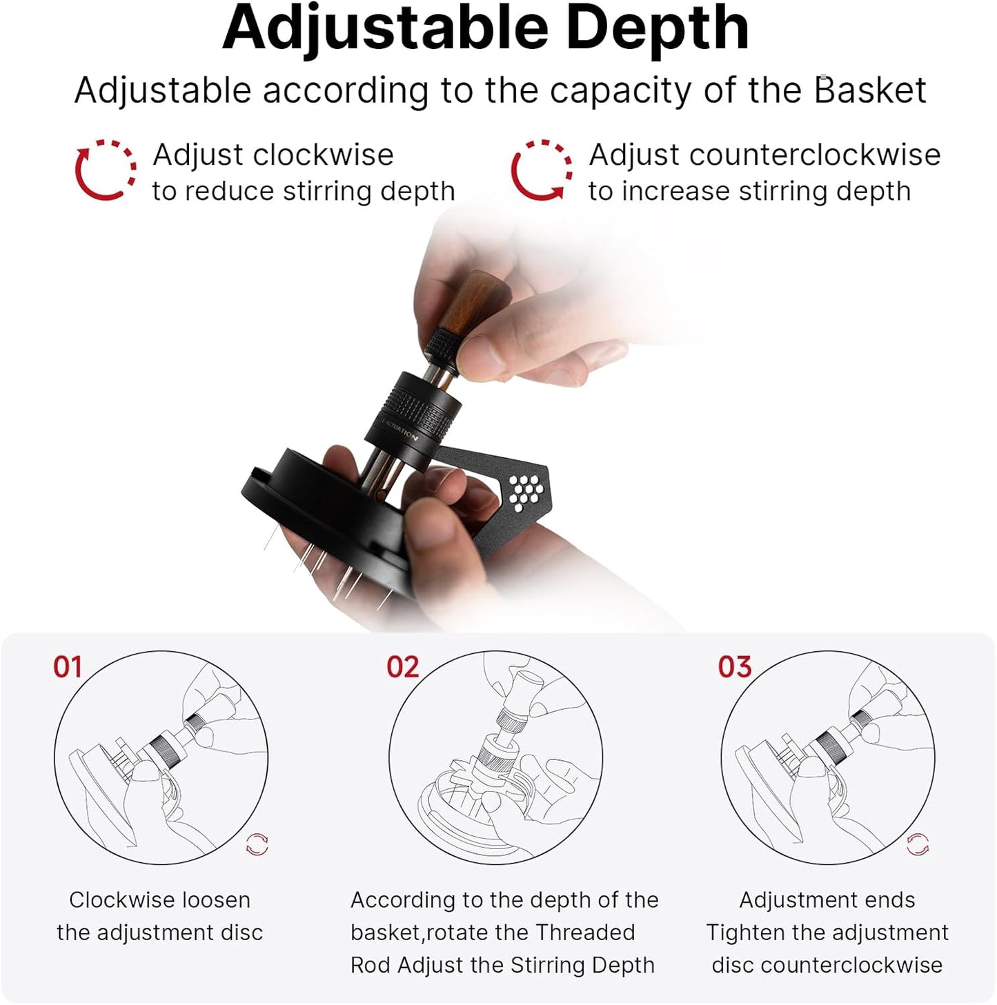 IKAPE Mantis WDT Distribution Tool, V3-54mm Espresso Stirrer Distribution Tool for Barista - 8 Needle Espresso Stirrer with Dosing Funnel & Stand, Adjustable Needle Height, Walnut Handle