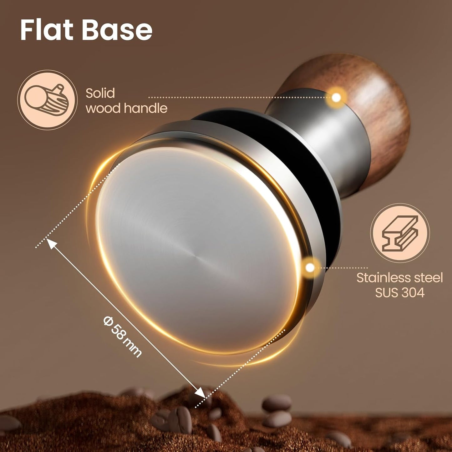 MHW-3BOMBER 58mm Tamper with Sound Feedback, Calibrated Espresso Tamper 58mm 30lbs, Tamper Tool Espresso with Flat Base, T7068F-OS