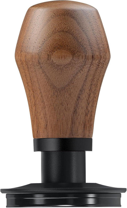 Normcore 51mm Espresso Coffee Tamper V4.1 with Click Sound Feedback, Spring Loaded Tamper With Titanium PVD Coating Ripple Base, Genuine American Walnut Handle with Silicone Stand
