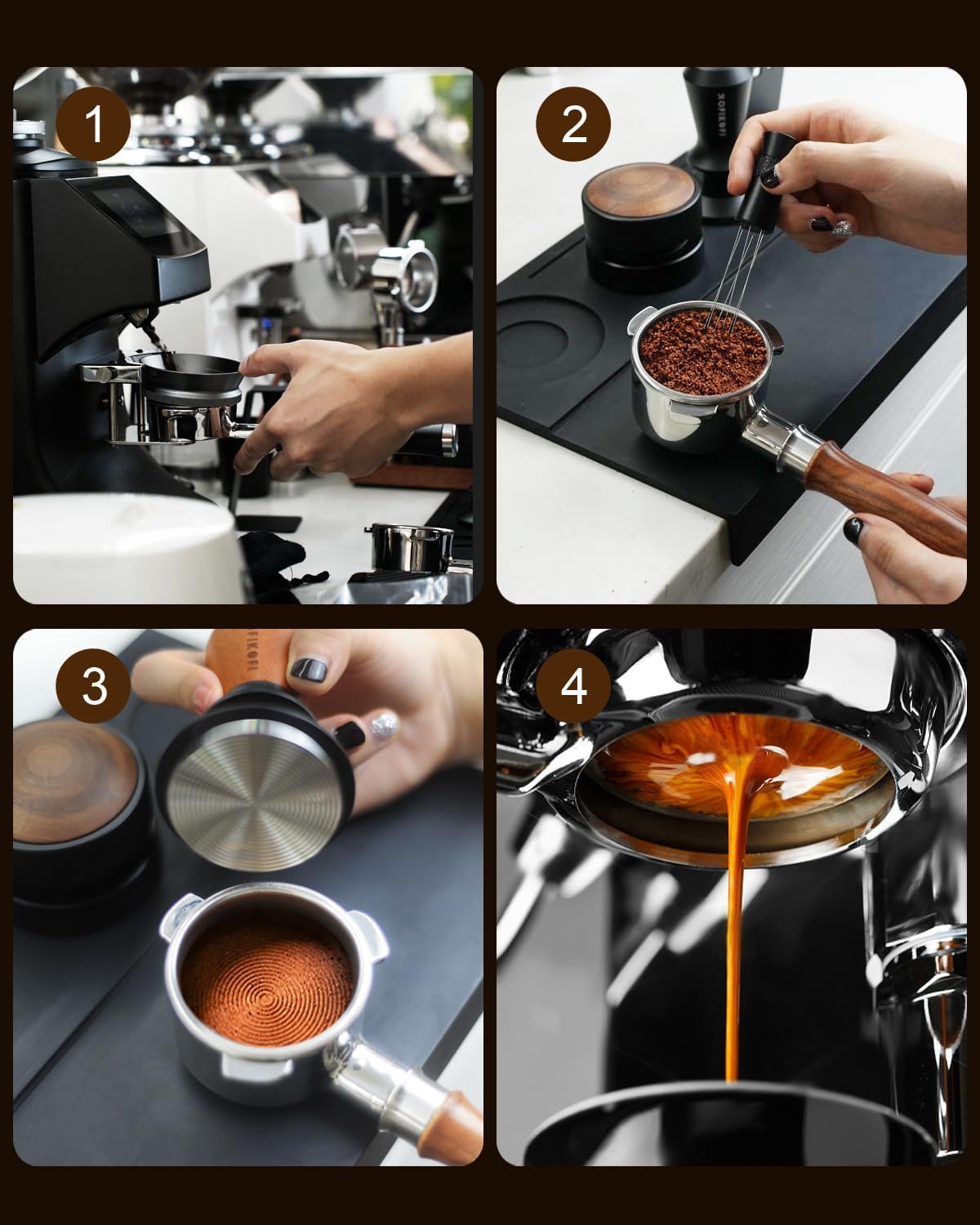 51mm Bottomless Portafilter 3 Ears Compatible with Delonghi Dedica EC680/EC685/EC885 and SMEG, EUPA Espresso Machines, Espresso Naked Bottomless Portafilter with Puck Screen and 18g Filter Basket-Wood