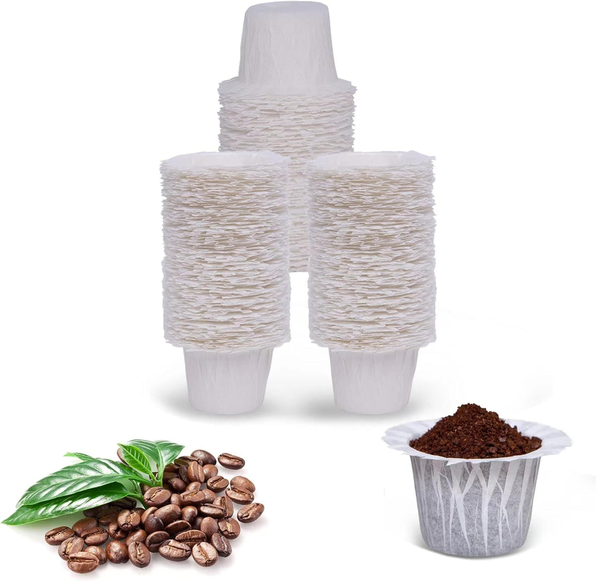 200 Counts Coffee Filter Paper for Keurig Brewers Single Serve 1.0 and 2.0 Fits All Brands Reusable K Cups (One kcup included))