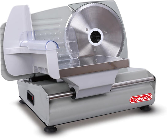 TOOGOOD 7.5" Meat Slicer, Electric Food Slicer Machine with Stainless Steel Blade, Adjustable Thickness for Home Use, Easy to Clean, Cuts Meat, Bread, Cheese and Deli, Sliver