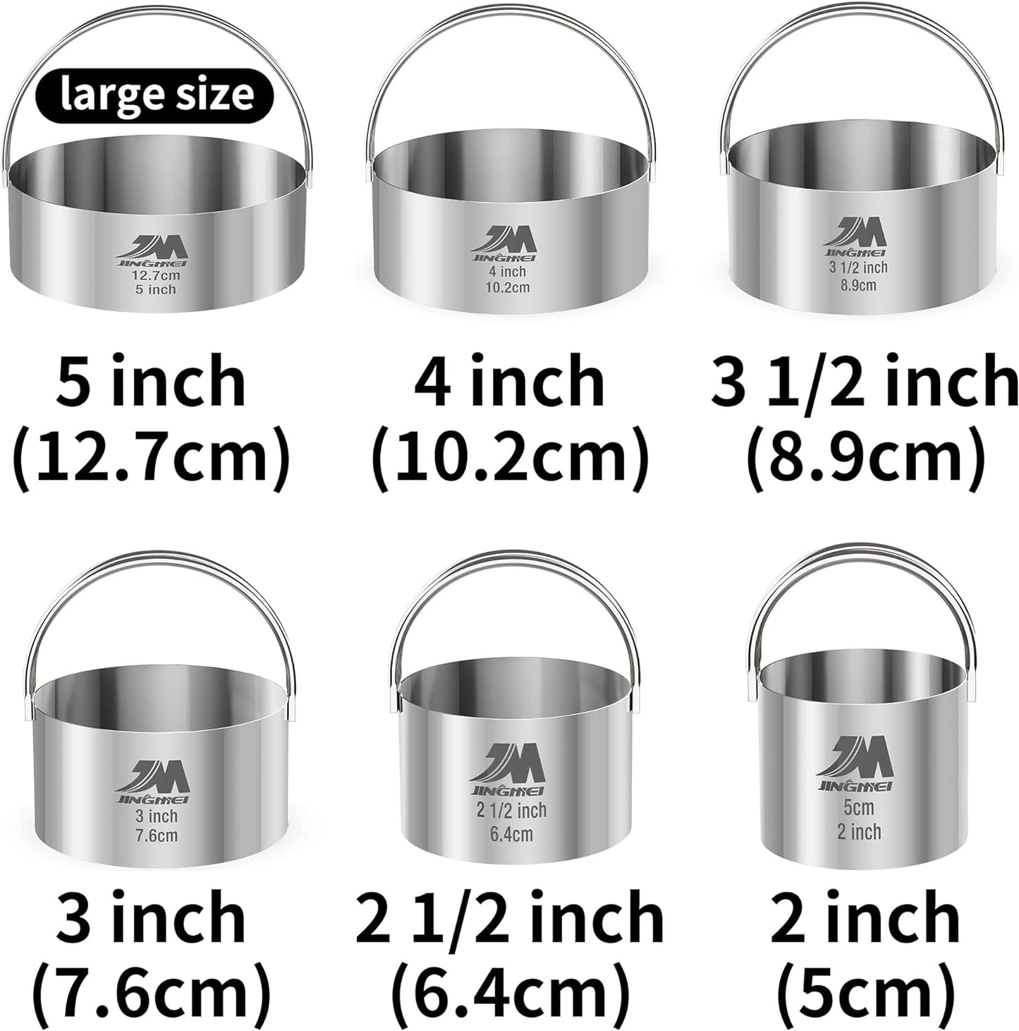 Biscuit Cutter Set for baking 2inch 2.5inch 3inch 3.5inch 4inch 5inch large size Round Cookies Cutter with Handle Professional Baking Dough Tools 6pcs set