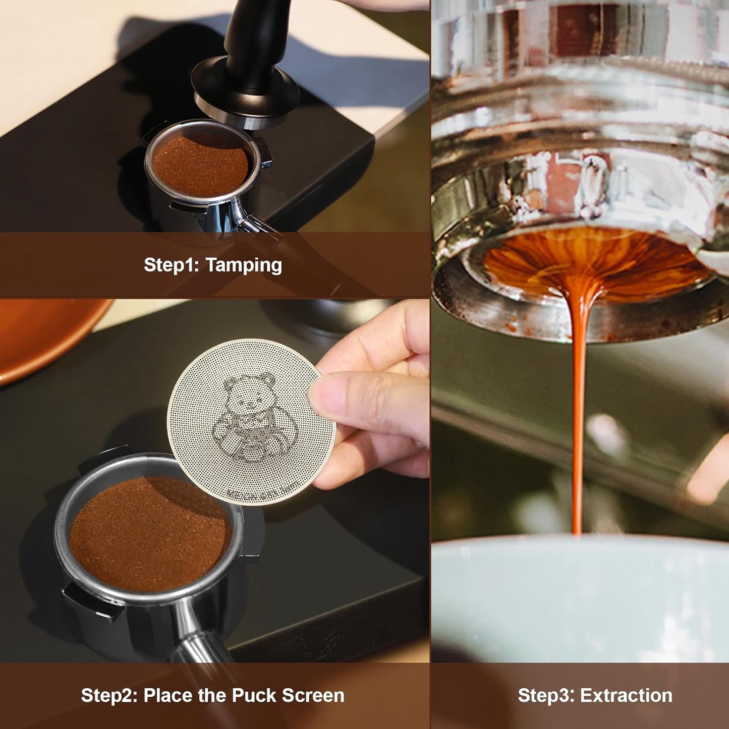 MEION 58.5mm Espresso Puck Screen-3 Pack 0.2mm Ultra Thin Espresso Puck, Stainless Steel Reusable Coffee Filter, Compatible with Espresso Machine 58mm Portafilter Basket