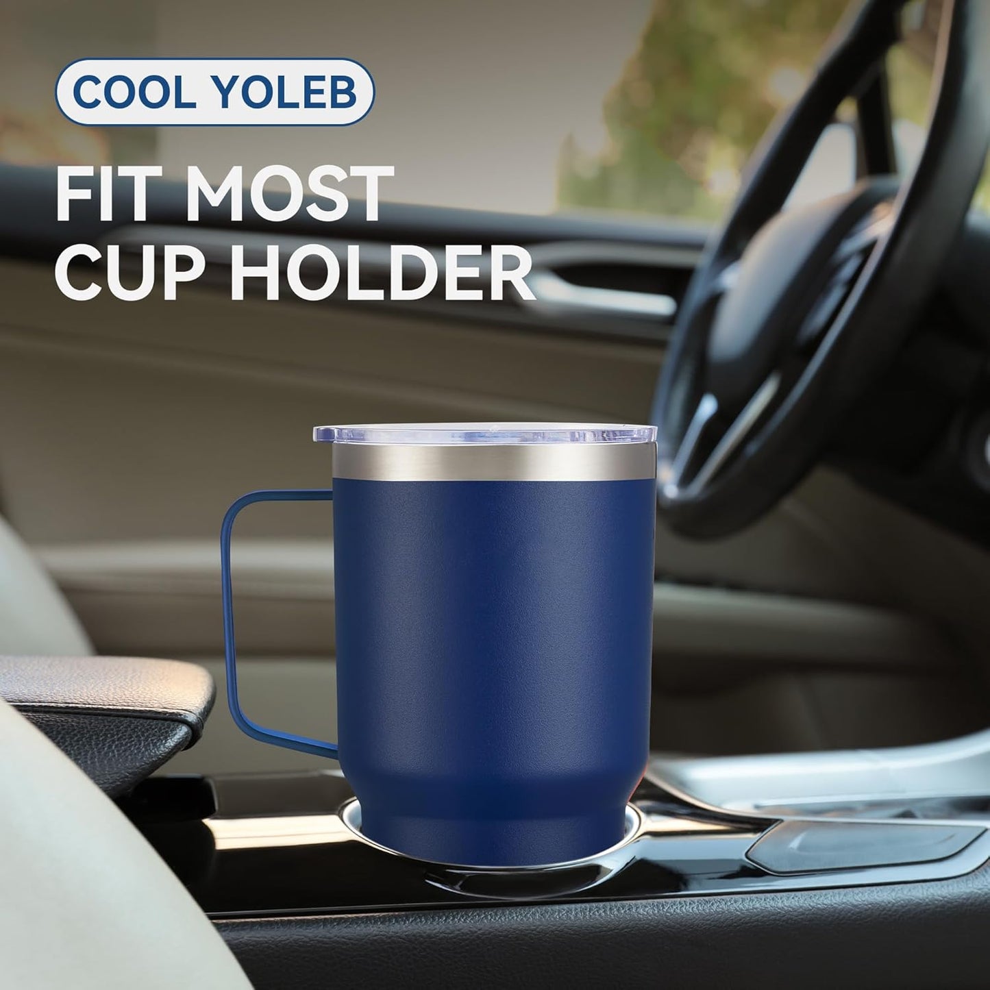 30 oz Tumbler with Handle and Lid, Stainless Steel Tumblers Bulk Double Wall Vacuum Insulated Travel Mug Leak Proof Cup Keep Drinks Cold and Hot Navy, 8 Pack