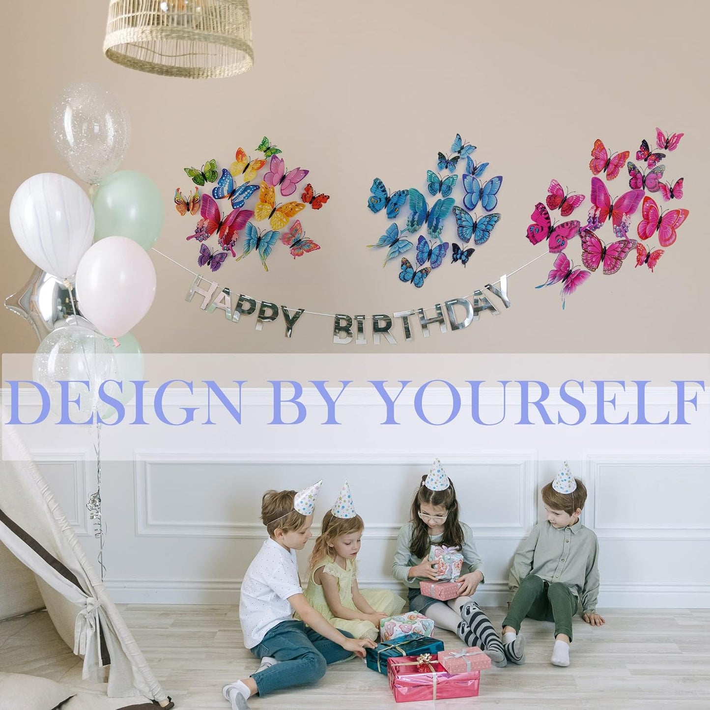 Butterfly Wall Decor 24/48 PCS, 3D Butterflies Stickers for Party Decorations with Magnets(Blue, 48)