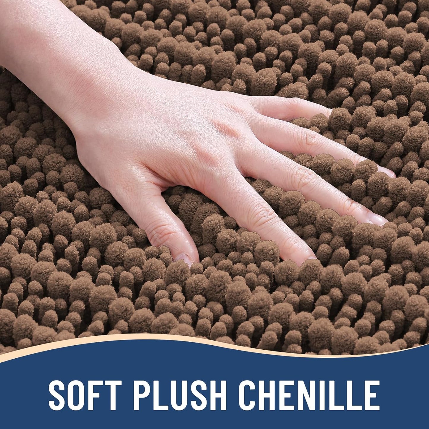 Arotive Luxury Chenille Bathroom Rug Mat, Extra Soft Thick Absorbent Shaggy Bath Rugs, Non-Slip Machine Wash Dry, Plush Bath Mats for Bathroom, Shower and Tub, 36x24, Mocha