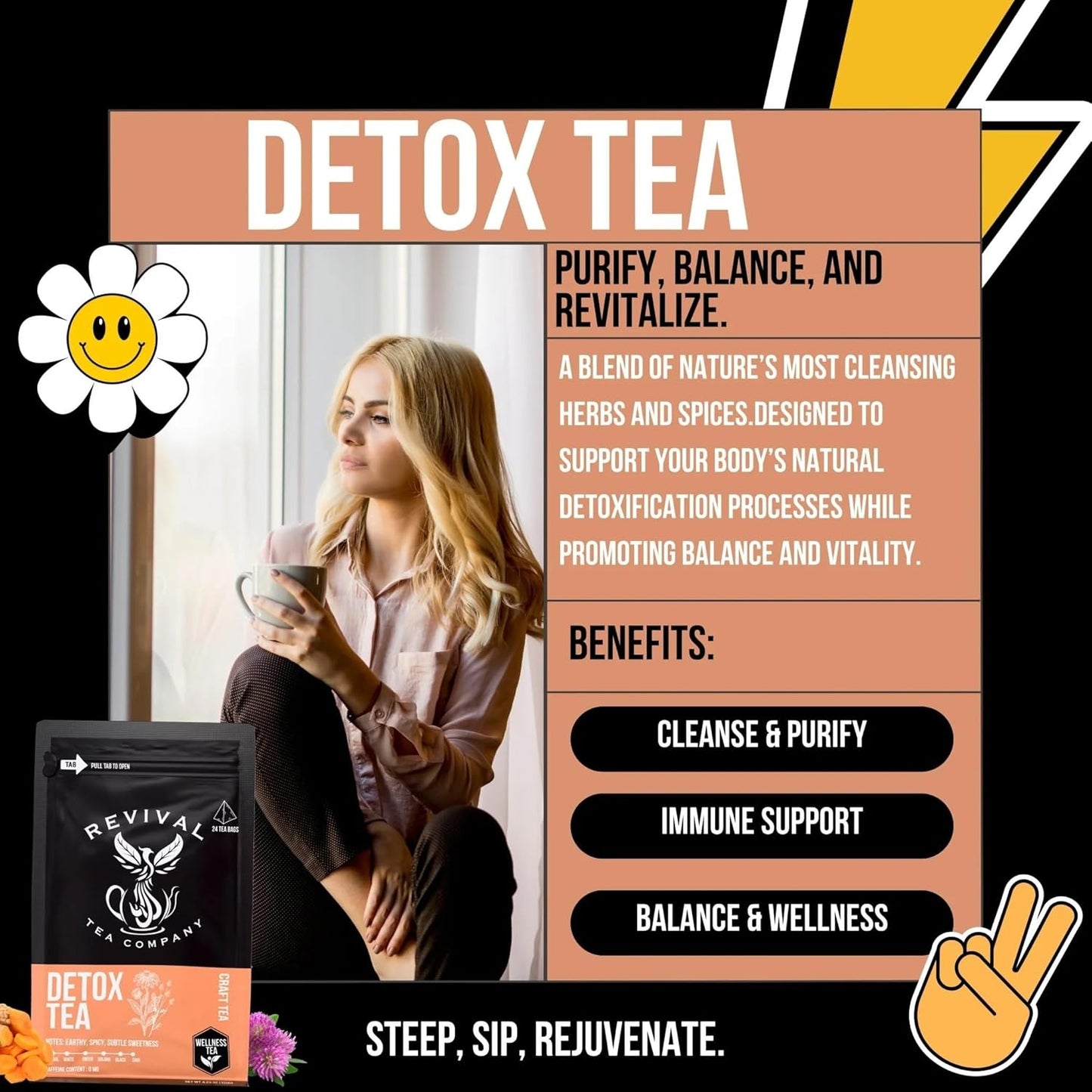 Revival Tea Company Herbal Tea - Hand Blended Craft Bold Flavor | Loose Leaf or Tea Bags | Organic and Caffeine Free (Loose Leaf, Detox Tea)