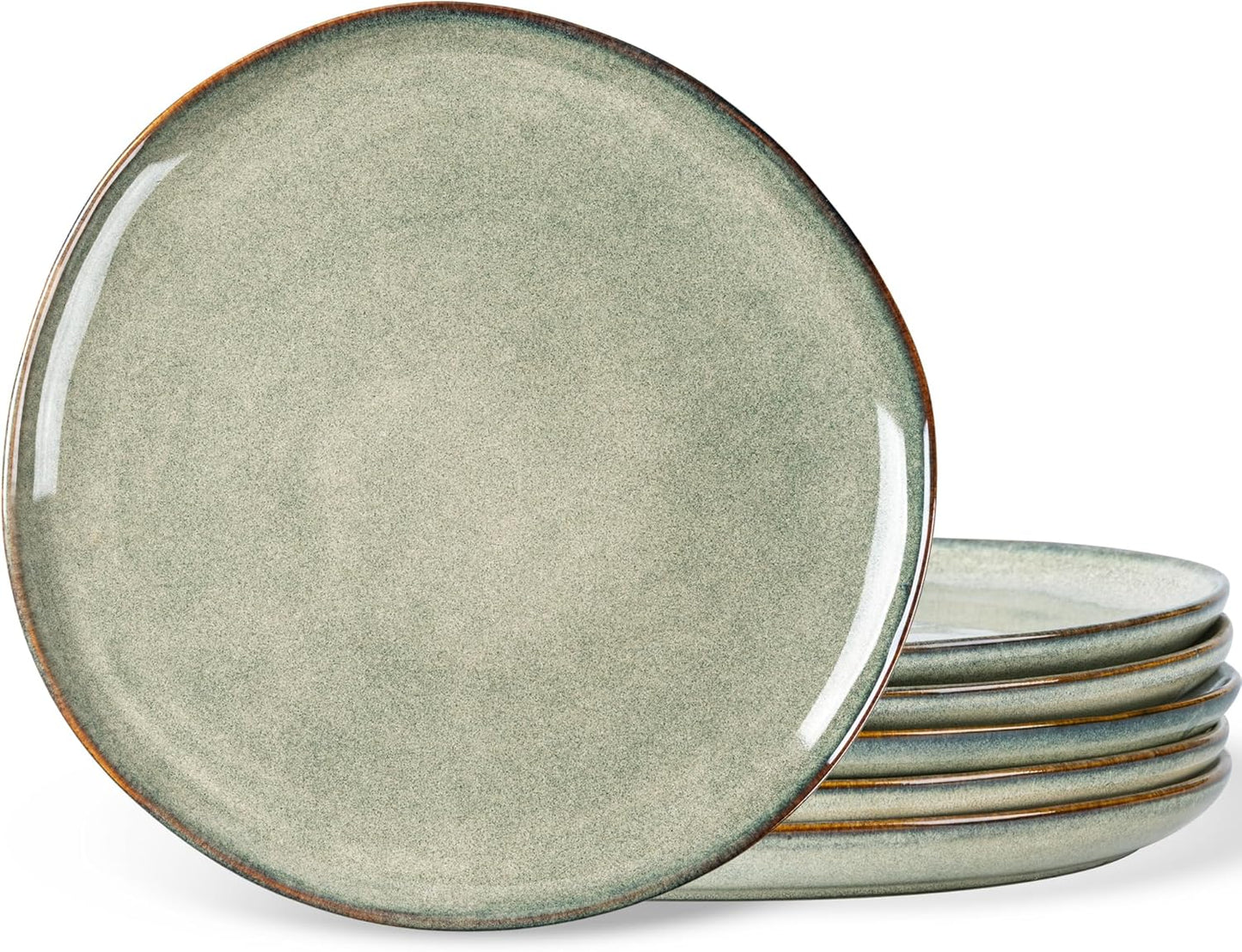 AmorArc Ceramic Plates Set of 6,8.5 Inch Handmade Reactive Glaze Stoneware Plates set for Dessert,Salad,Appetizer,Small Dinner Plates,Microwave & Dishwasher Safe,Scratch Resistant