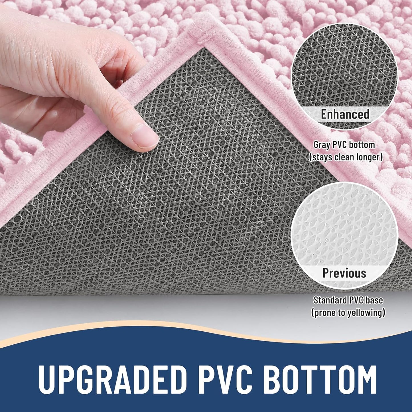 Arotive Luxury Chenille Bathroom Rug Mat, Extra Soft Thick Absorbent Shaggy Bath Rugs, Non-Slip Machine Wash Dry, Plush Bath Mats for Bathroom, Shower and Tub, 30x20, Pink