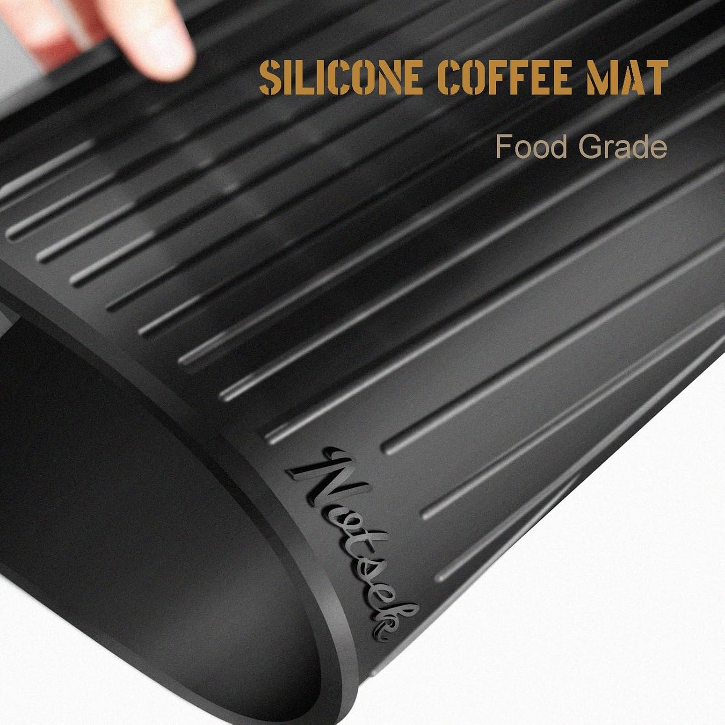 Silicone Coffee Mat for Breville 870/880, 13.78 x 13.78inch, 0.24in Raised Lip Spill-proof, Under Coffee Maker, Coffee Pot Bar Station for Countertop Kitchen, Black