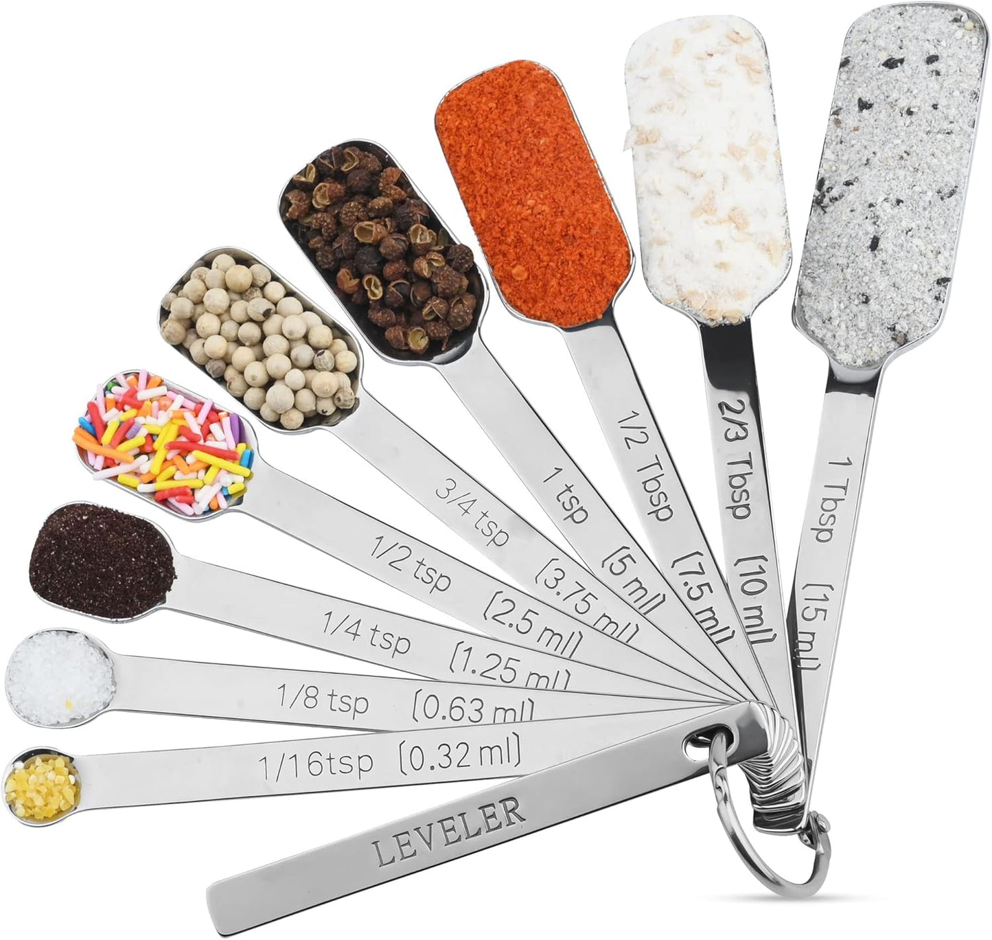 Measuring Cups and Spoons Set, Stainless Steel Measuring Cups and Spoons Set 18: 7 Kitchen Measure Cups, 9 Baking Spice Measure Spoons, US&Metric Measuring Tools for Cooking