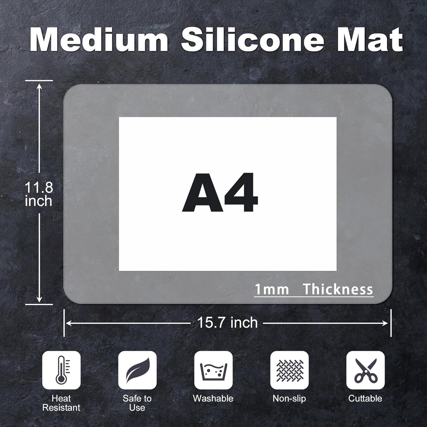 Silicone Mat for Kitchen Counter, Silicone Mat Trimable to Size (Translucent, 15.7×11.8inch-2pcs), BPA-Free Silicone Placemat, Heat-Resistant NonSlip Table Mat for Air Fryer, Countertop Protector Mat