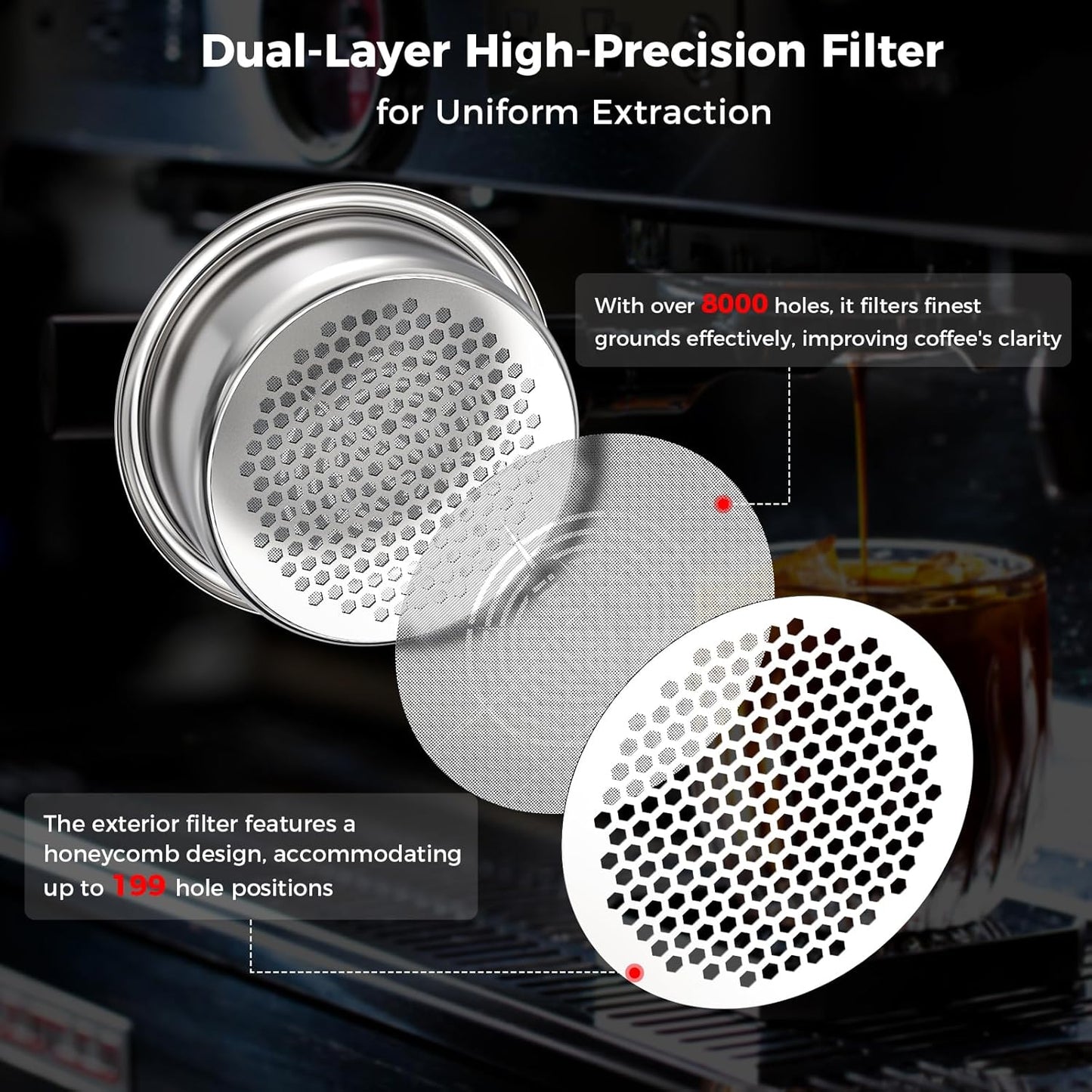 IKAPE Espresso 54mm Portafilter, Coffee Portafilter with Silicone Handle, Fits 54mm Breville Barista Series BES870/878/880 Machine & Solis Barista Machines, with16g Capacity Filter Basket