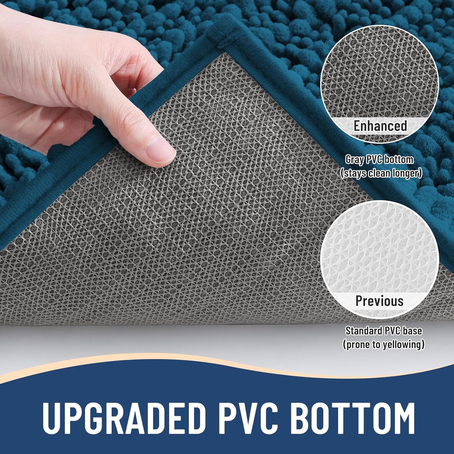 Arotive Luxury Chenille Bathroom Rug Mat, Extra Soft Thick Absorbent Shaggy Bath Rugs, Non-Slip Machine Wash Dry, Plush Bath Mats for Bathroom, Shower and Tub, 40x24, Peacock Blue
