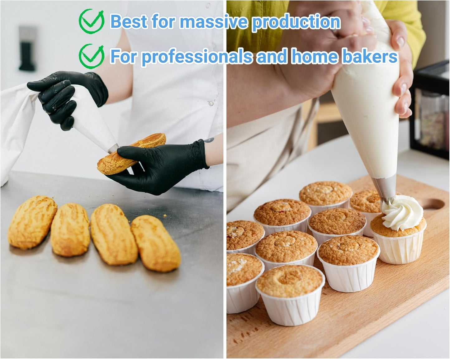 24 Inch Extra Large Piping Bags 200 Pack - Disposable Pastry Bags - Thick Anti-Burst Pastry Icing Frosting Piping Bags For Decorating Cupcakes Cakes Cookies (Large 24 Inch-200 Pack)