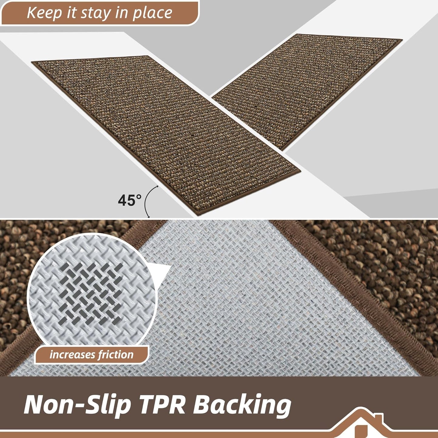 BEQHAUSE Dirt Trapper Door Mat 24" x 36", Non-Slip Washable Doormats Entrance Mat, Dirt Resistant and Absorbent Welcome Mat, Low Profile Floor Mats for Front Back Door and Entryway, Brown