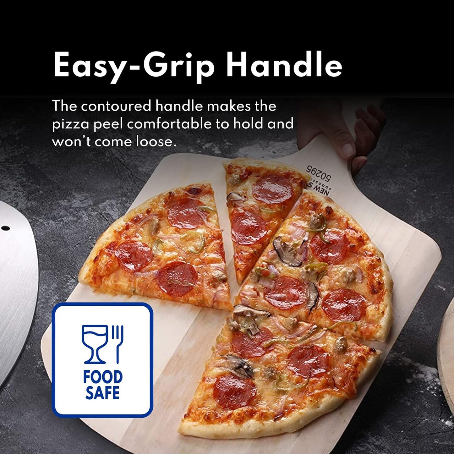 New Star Foodservice 1029970 Restaurant-Grade Wooden Pizza Peel, 16" L x 14" W Plate, with 12" L Wooden Handle, 30" Overall Length