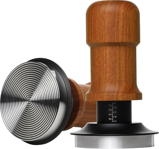 51mm Espresso Tamper, Premium Barista Coffee Tamper with Constant 30lb Calibrated Spring Loaded, Stainless Steel Base and Mahogany Handle. Fits for All 51mm Portafilters, Espresso Accessories