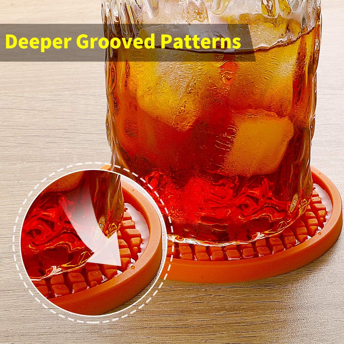 ME.FAN Silicone Coasters [6 Pack] Thickened Drink Coasters with Holder - Cup Mat - Non-Slip, Non-stick, Stay Put, Deep Tray - Prevents Furniture and Tabletop Damages(Wine Red)