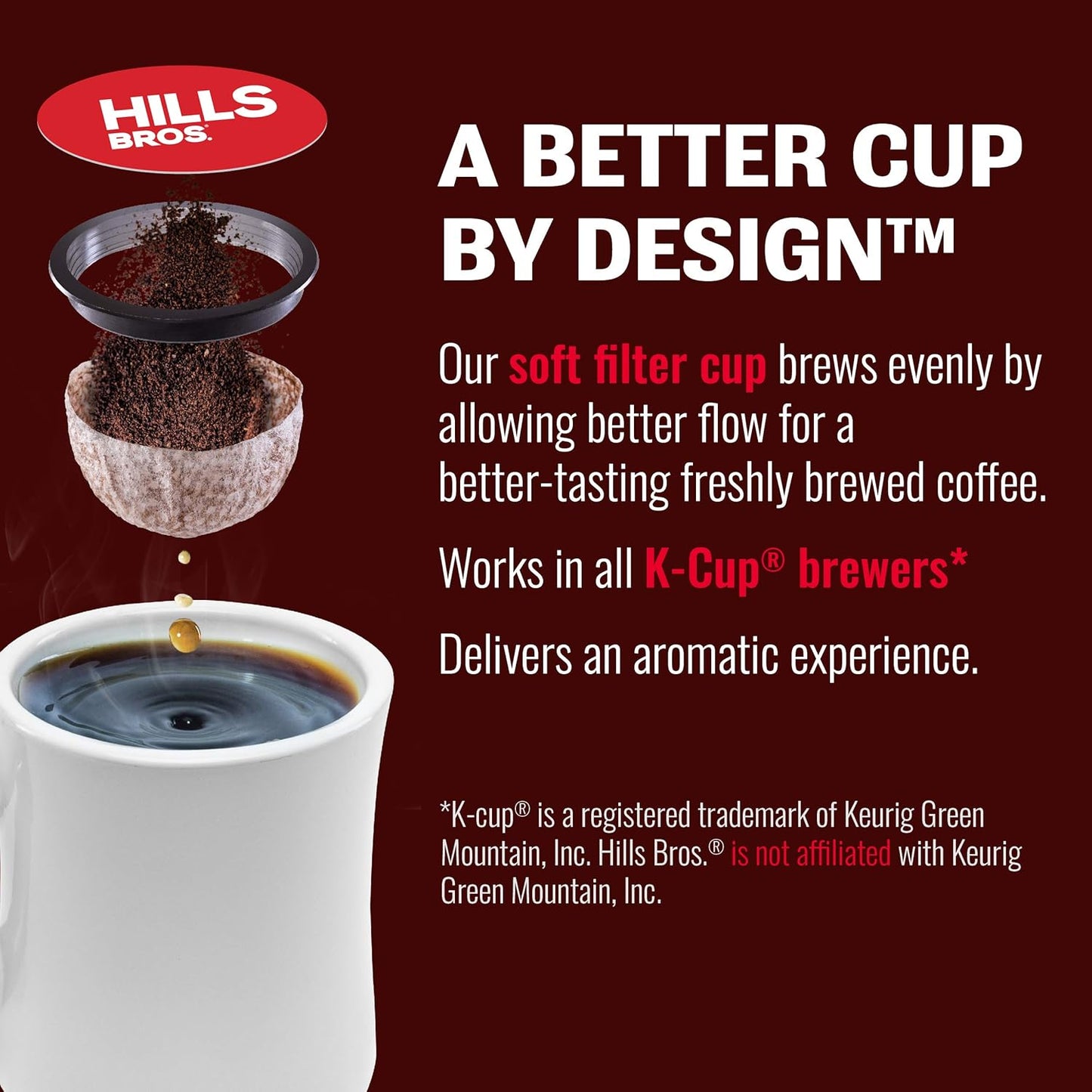 Hills Bros Single Serve Coffee Pods,Gourmet, Medium Roast, 12 Count-Keurig Compatible, Roasted Arabica Coffee, Smooth, Balanced Coffee, Subtle Chocolate Flavor