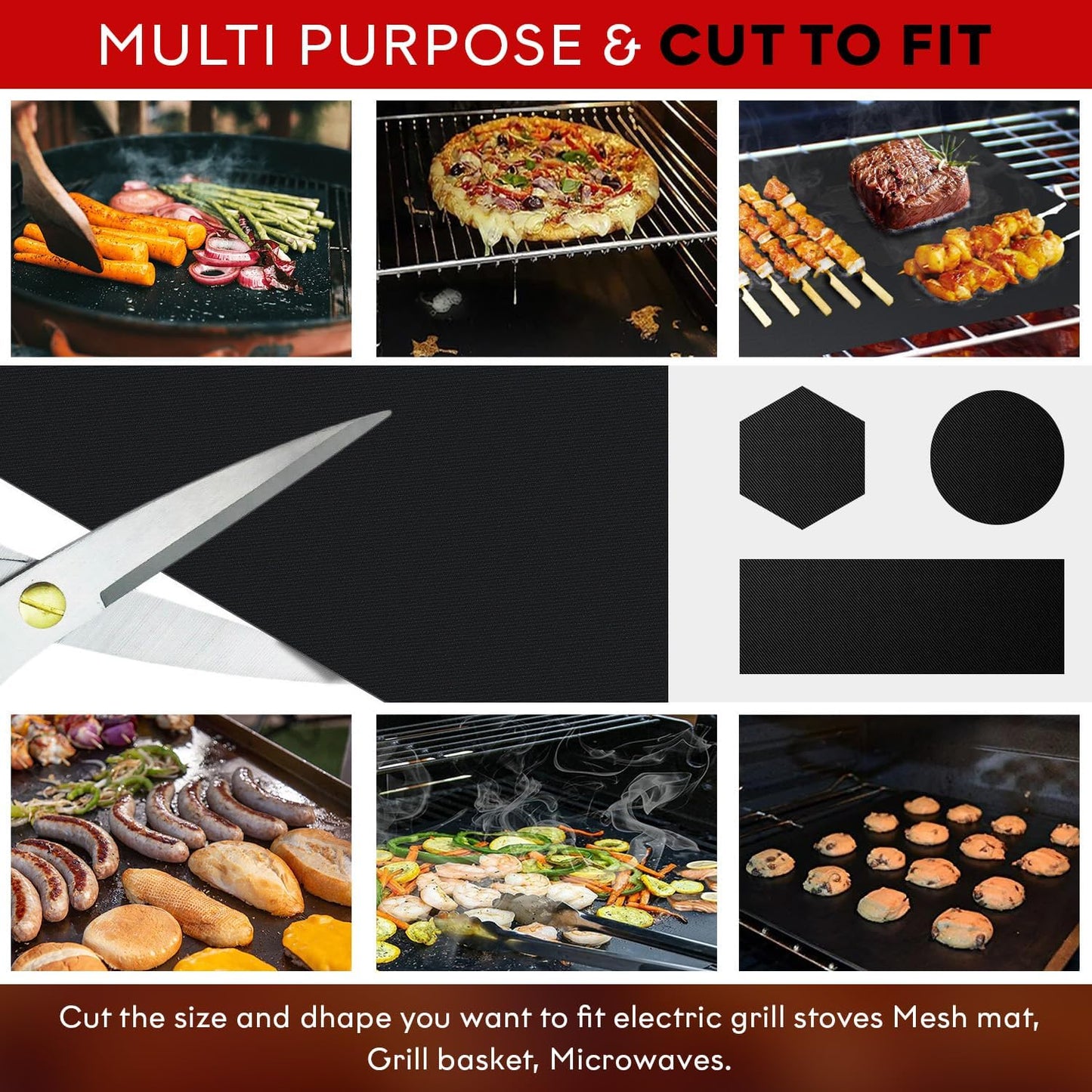 BBQ Grill Mat Set of 3-100% Nonstick Large Grilling Sheets - Heavy Duty Cooking Mats for Outdoor Grill Charcoal, Gas or Electric - Reusable, Extra Thick and Easy to Clean - 15.75 x 13