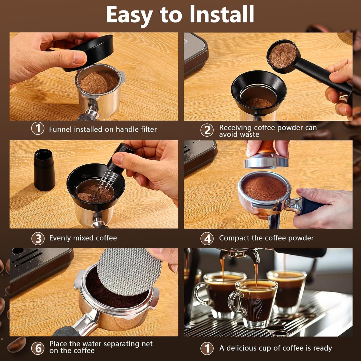 WDT Tool Espresso Distributor Accessory kit &1.7mm Thickness 150μm Mesh Puck Screen & 8 Magnets dosing ring Compatible with Portafilter (WDT +58MM Black dosing ring&puck screen)