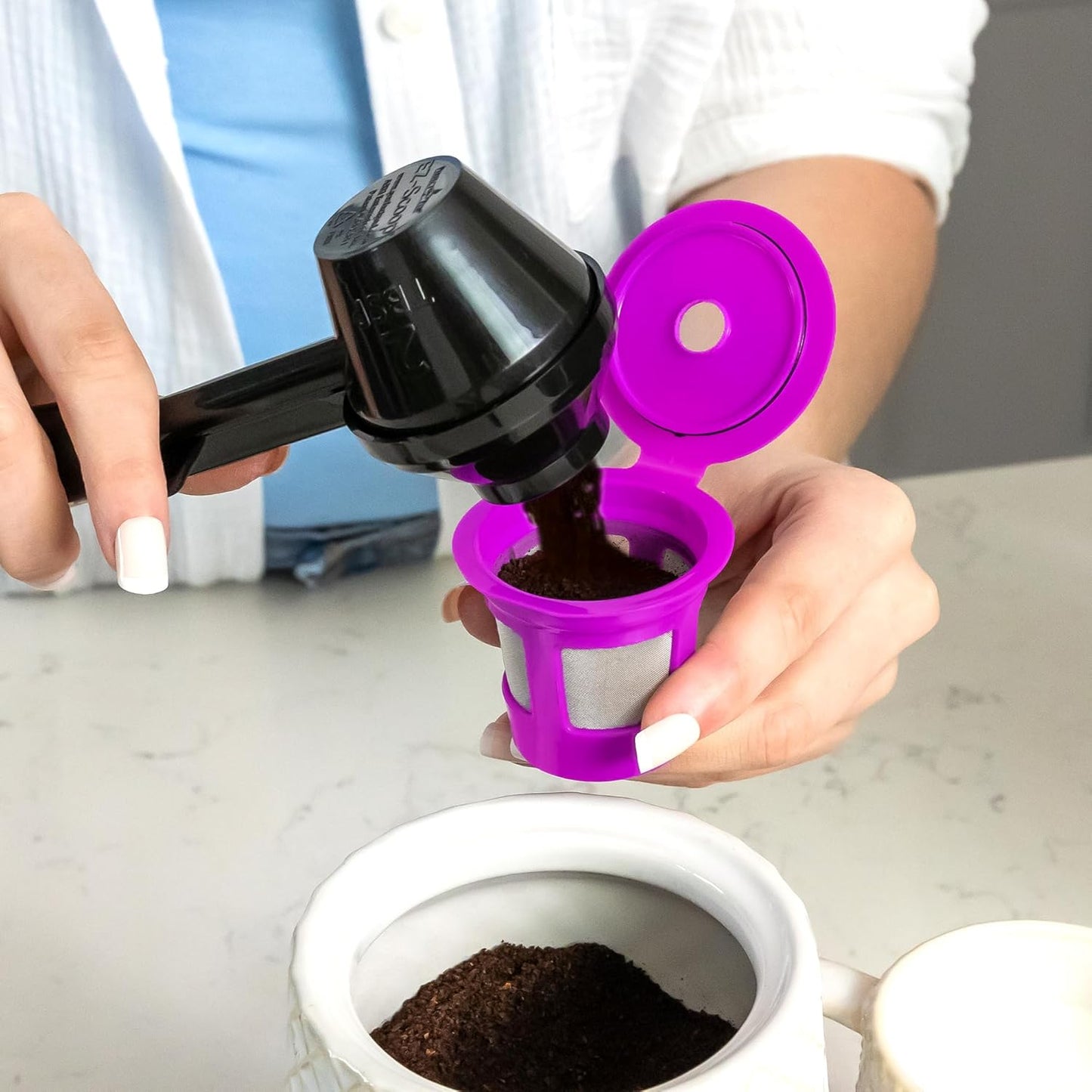 Perfect Pod Cafe Save 1-Stream Reusable K Cup Pod Coffee Filters - Refillable Coffee Pod Capsules with Built-In, Integrated Mesh Strainer for use with Keurig & Select Single Cup Coffee Makers, 6-Pack