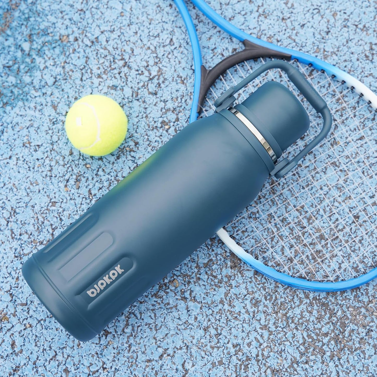 BJPKPK Insulated Water Bottle 40oz Stainless Steel Water Bottles with Handle and Cup Lid Vacuum Insulated Metal Thermos for Traveling,Laguna