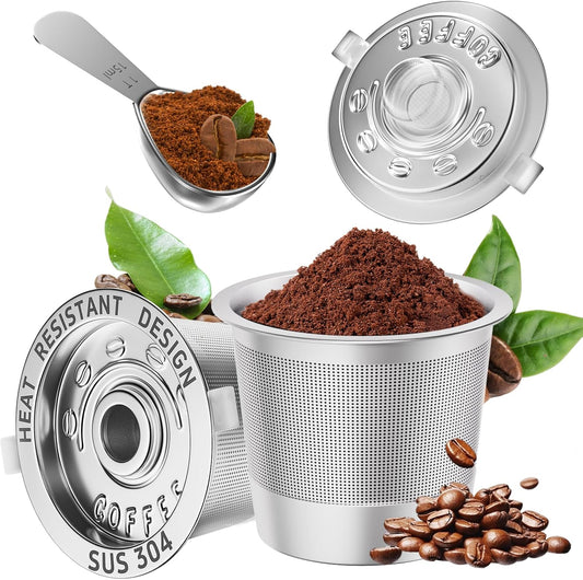 2 Pack Reusable K Cups Coffee Pods for Keurig 1.0: Stainless Steel Refillable K Cups - Reusable Coffee Filters for Keurig Coffee Machine, BPA-Free, SUS 304‌, Scoop, Heat Resistant Handles