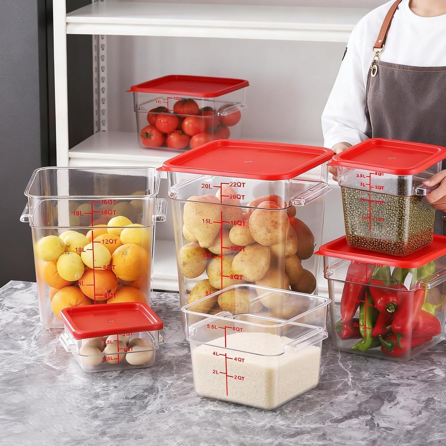 4 Pack 8 Quart Square Clear Food Storage Containers with Lids Cereal Containers Storage Airtight Food Storage Containers for Restaurant Kitchen Home