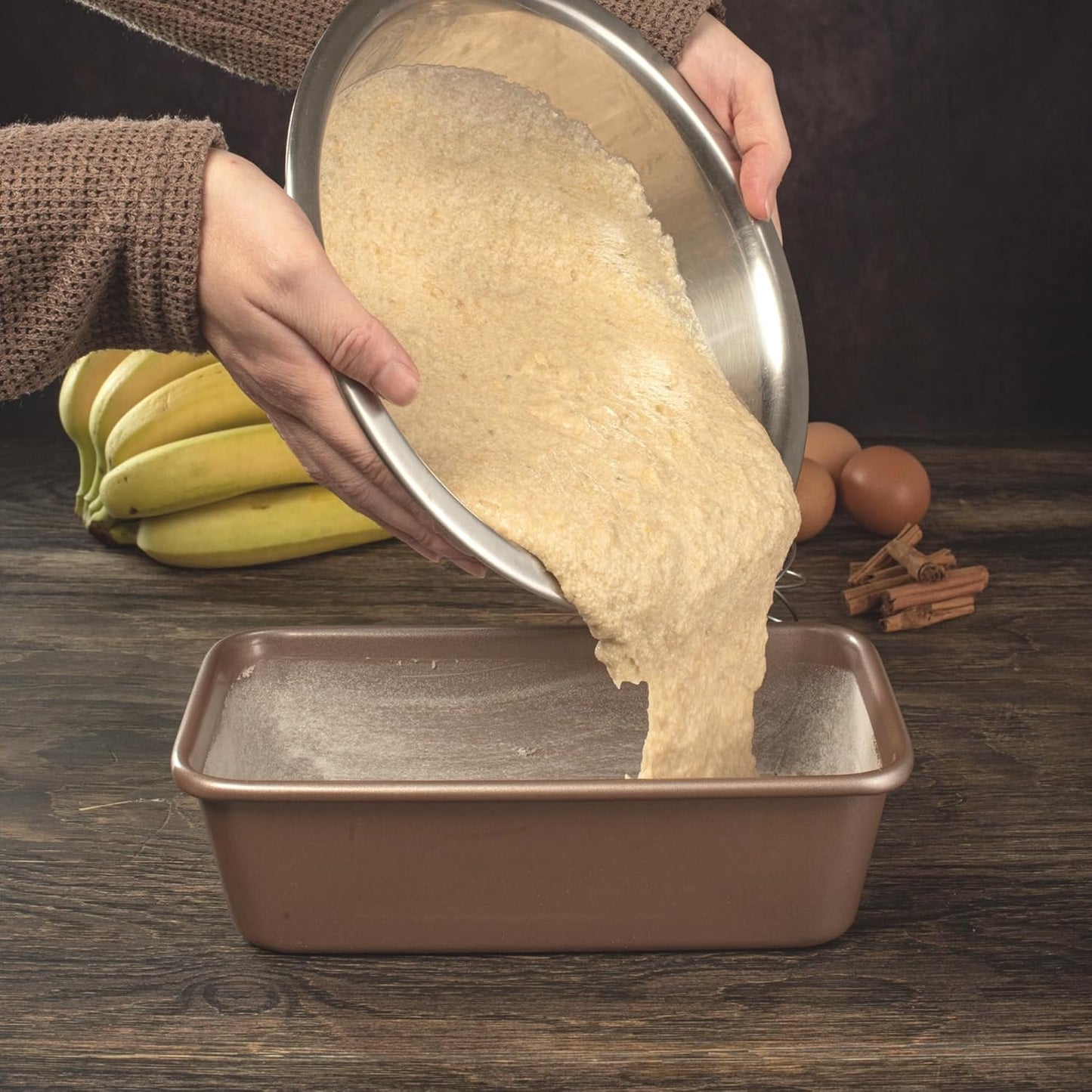 Premium PFOA free Nonstick Baking Pans Bundle of 4 items: 13 x 18 inch Half Baking Sheet Set of 2, 5 x 9 inch Loaf Bread Pan, 9 x 13 inches Cake Baking Pan