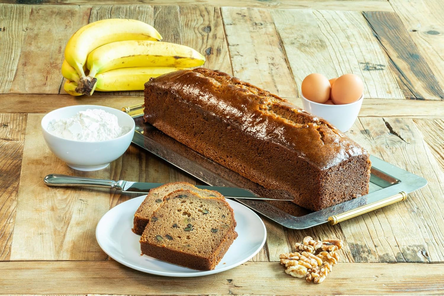 Nadel - Naturally Delicious Banana Nut bread, 8 Pack, Fresh Bananas, Crunchy Walnuts, Lunch snack breakfast bars Natural fresh brand, Cake Slices