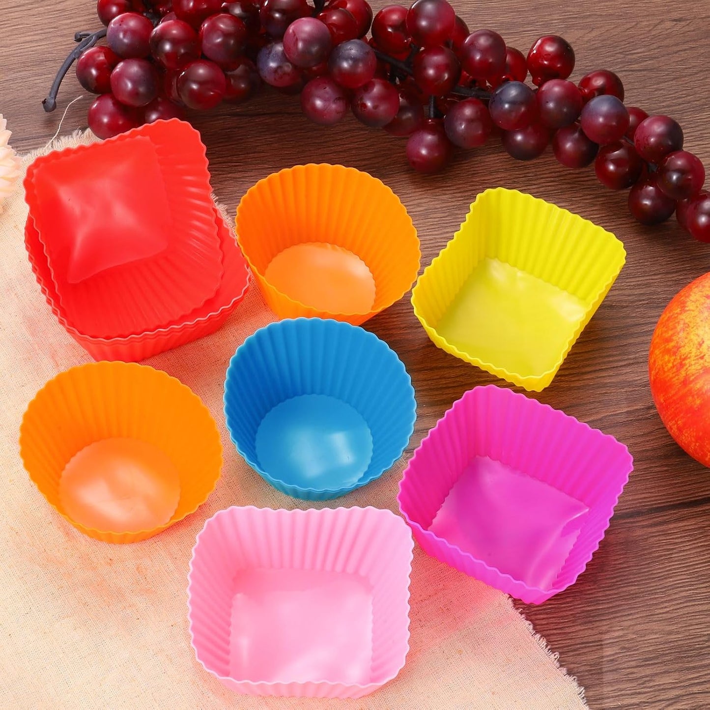 uxcell 18Pcs Silicone Cupcake Liners, Non-Stick Baking Cups, for Cooking Eggs, Baking Muffins and Make a Cake(Pink)