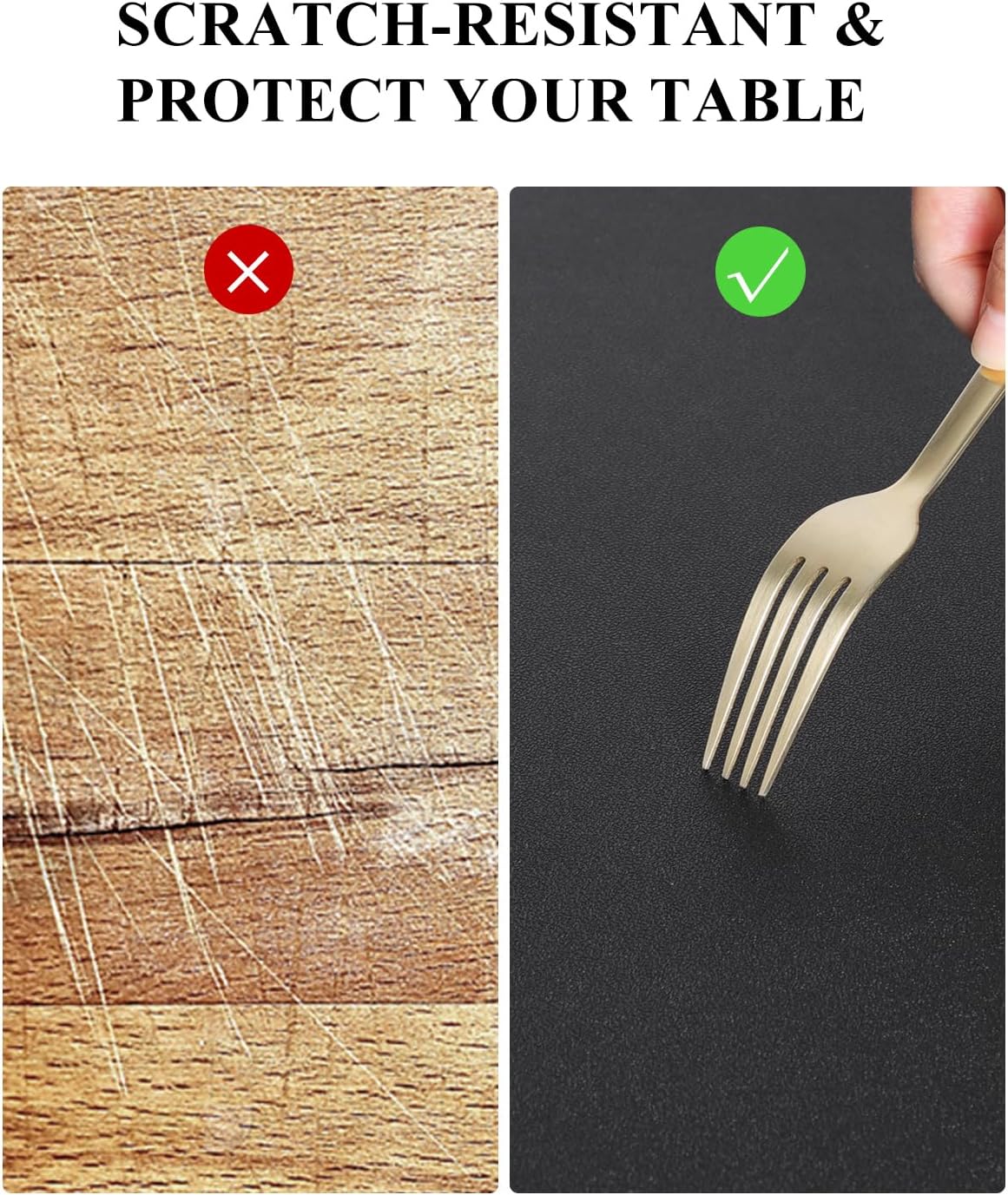 Black Plastic Table Cover Protector, 36" x 60" Waterproof Easy Flat PVC Desk Pad Mat, 1.5mm Thick Rectangle Vinyl Table Top Protector for Dining Room Table, Office, Dresser