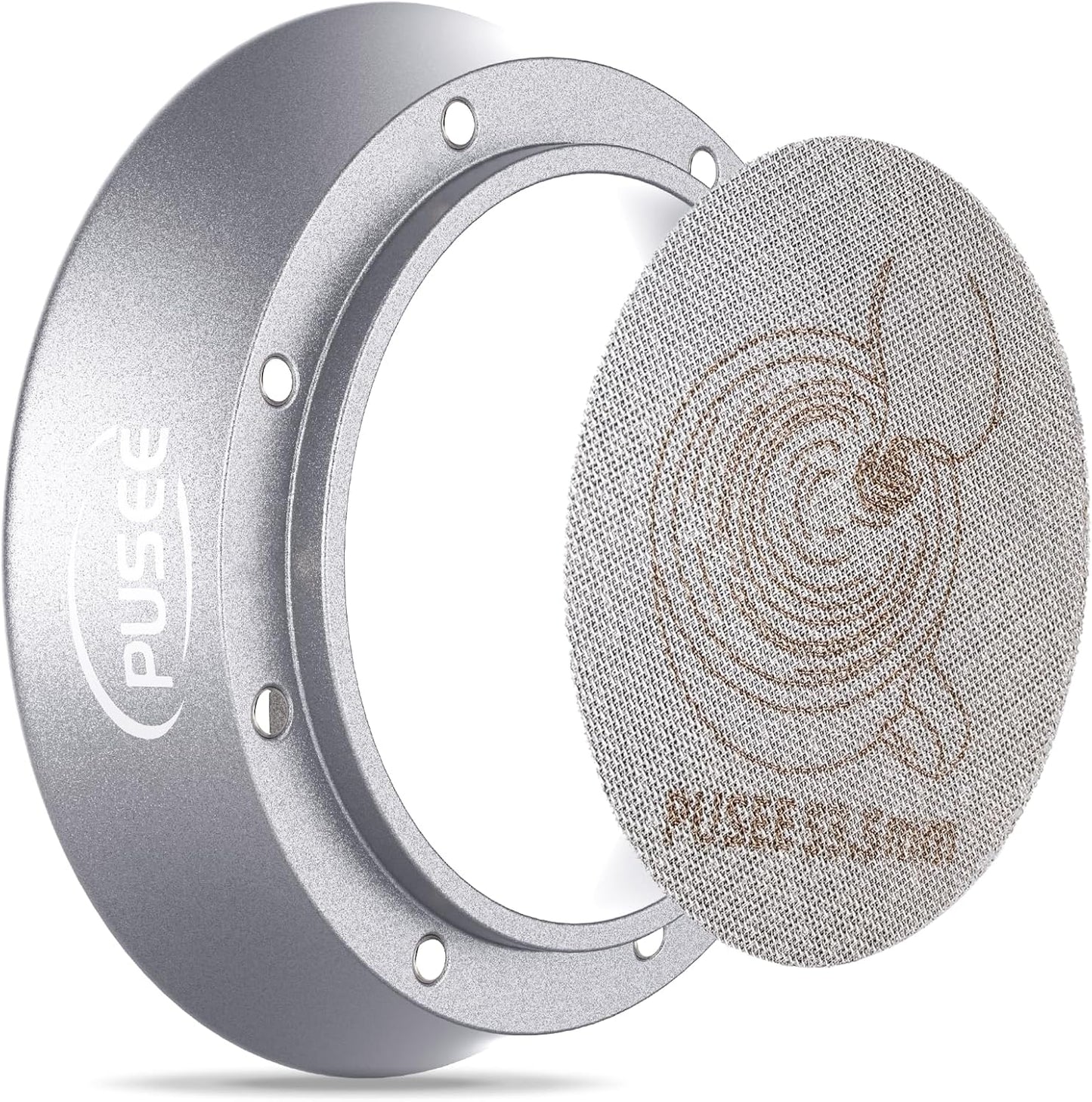 54mm Espresso Dosing Funnel & 53.5mm Puck Screen,PUSEE Coffee Dosing Ring Aluminum Metal,Reusable 1.7mm Thickness 150μm Espresso Puck Screen 316 Stainless Steel Fits 54mm Portafilter