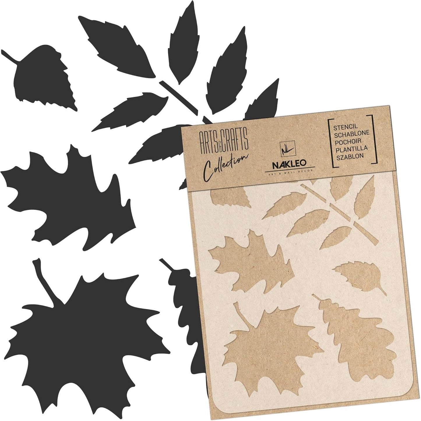 NAKLEO Painting Stencil for Crafts A4 8.3” x 11.8”, Autumn Leaves Nature Pattern, Reusable Plastic DIY & Scrapbooking Drawing Template, Decoupage Art Home Decor, Wall Wood Fabric Furniture