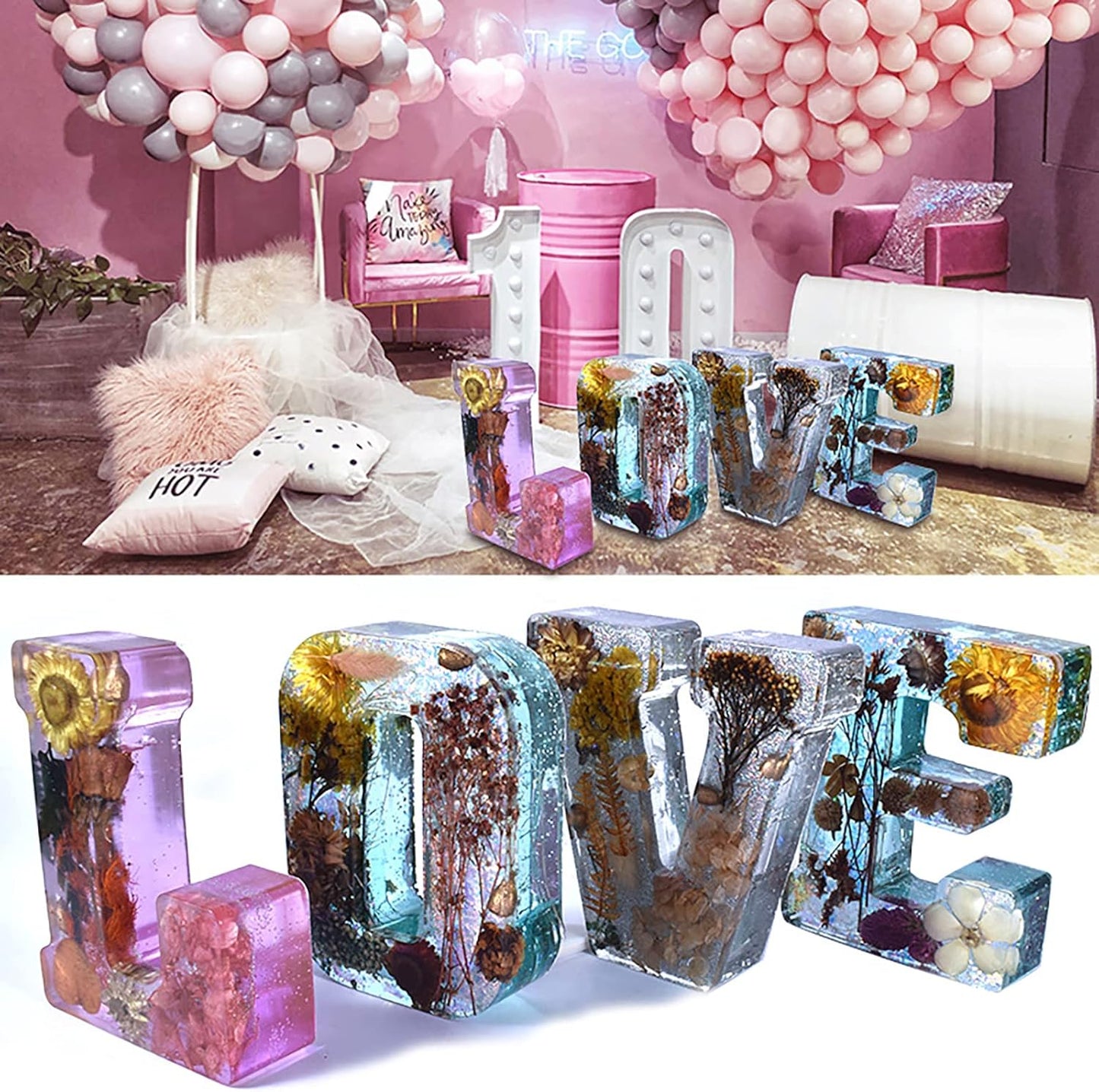 ESEDAGE 7 Inch Letter Resin Mold - 26 Pack English Alphabet Mold for Resin Casting & Soap Making