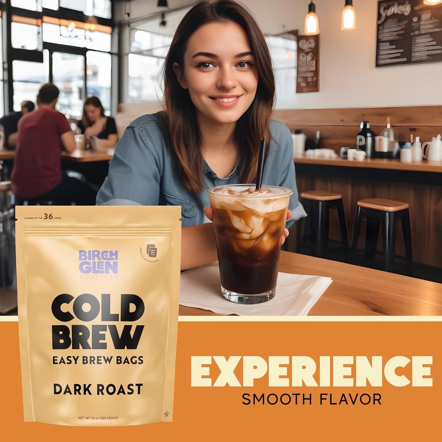 Birch Glen Roasters Cold Brew Coffee Bags - 12 Pack of Coarse Ground Coffee Filter Pitcher Packs for Easy Brewing - 100% Arabica - Yields 6 Pitchers - Irish Cream Flavor