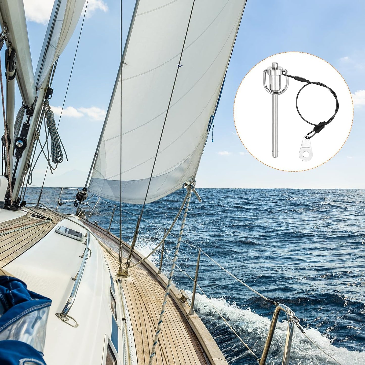 uxcell 1 Pcs Quick Release Pin, 6.3x64mm/1/4" x 2.52"(Dia. x L) Push-Button Ball Locking Pin 304 Stainless Steel Ring Handle Locking Pin with Wire for Audio Bimini Top Marine, Silver